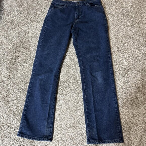 Lee Jeans Womens 10 Long Dark Wash Blue Relaxed Fit Straight Leg Stretch Denim - Picture 1 of 11